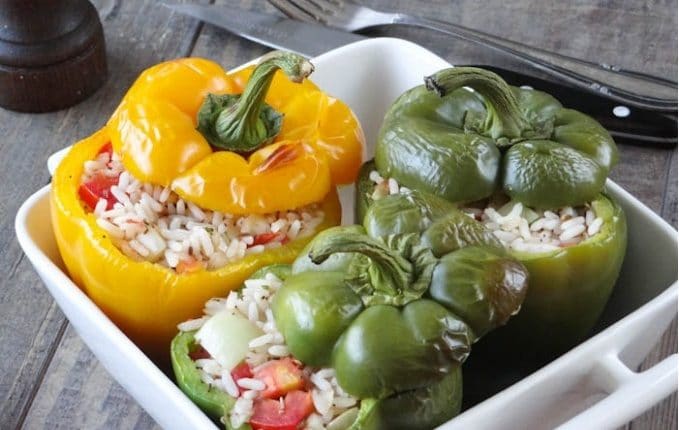Poivrons farcis au riz 