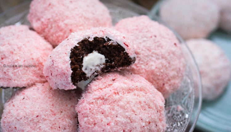 Gâteaux au chocolat – recouverts -de guimauve -et- noix -de -coco