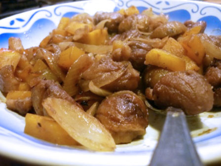 Recette -poêlée -châtaignes -potiron- jus -de -pomme- Plats