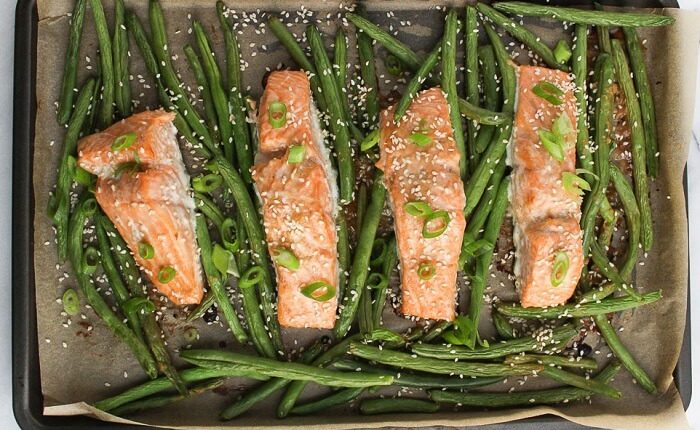 Feuille de Saumon Miso et Haricots Verts